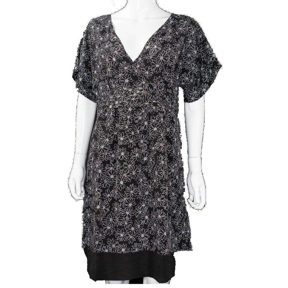 LOFT Daisy Surplice Bodice Pleat Waist Shift Dress